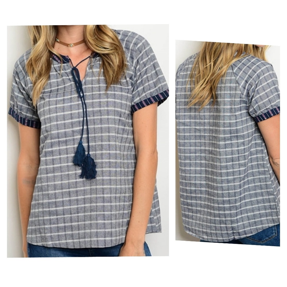 [Last 1!] CLOSET CLOSING Blue Plaid Blouse